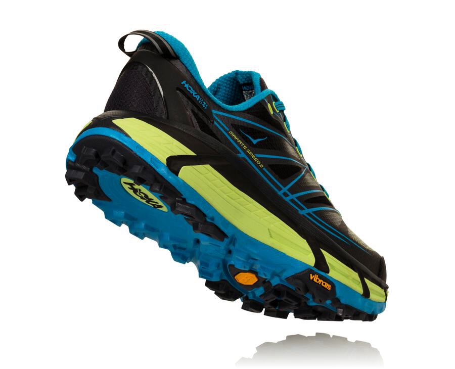 Trail Shoes Mens - Hoka One One Mafate Speed 2 - Black/Blue - OXTJBWY-75